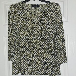 Black Label Women's Abstract Pattern Blouse - Olive and Black